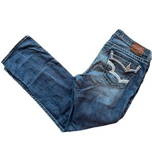 Big Star Denim Blue Jeans Maddie Mid Rise Straight Leg Womens 34R Stretch 34